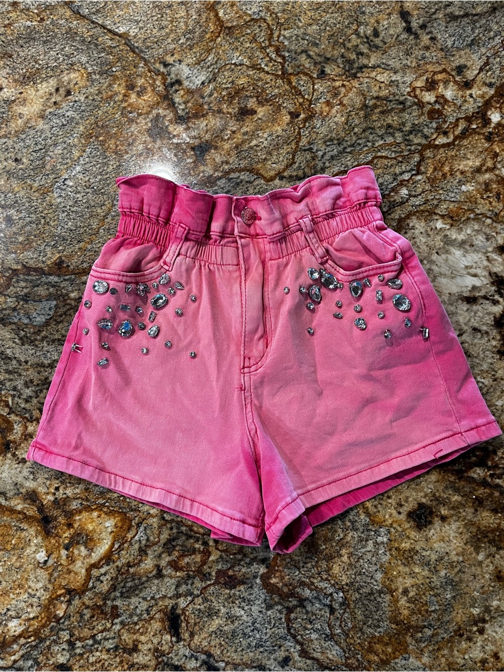 Embellished High-Waist Pink Women's Shorts